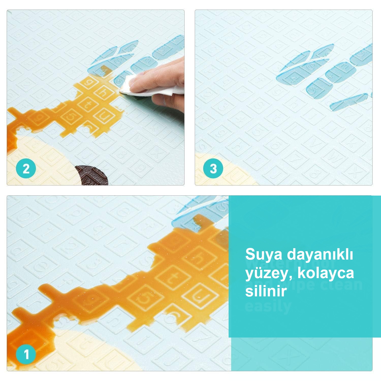 Kolay silinebilir ve suya dayanıklı oyun matı yüzeyi